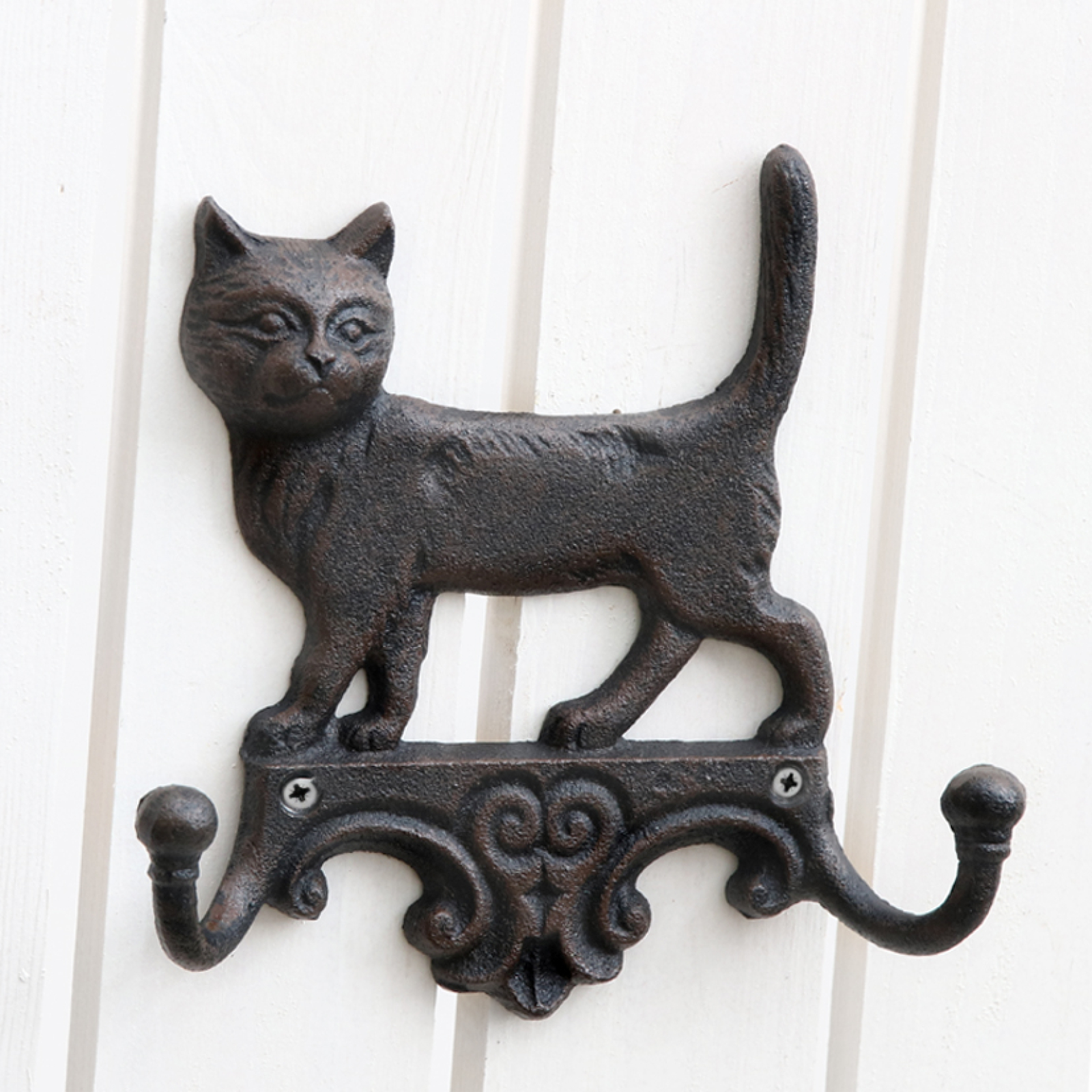 Gusseisen-Wandhaken Katze antik-schwarz ca. 16,5 x 4 x 16 cm H 70212