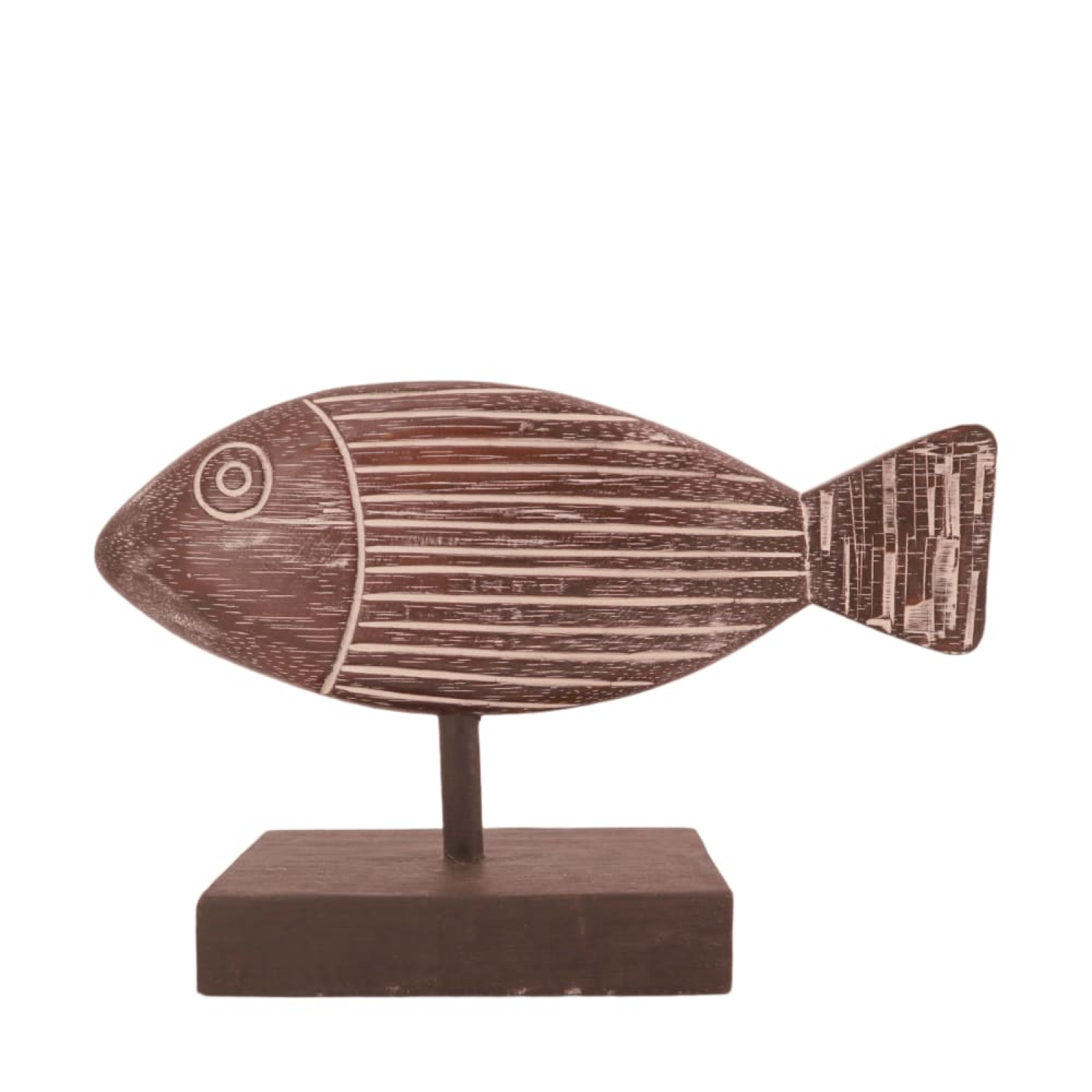 Holz-Fisch a.Fuss braun 28x9x18cm 105969