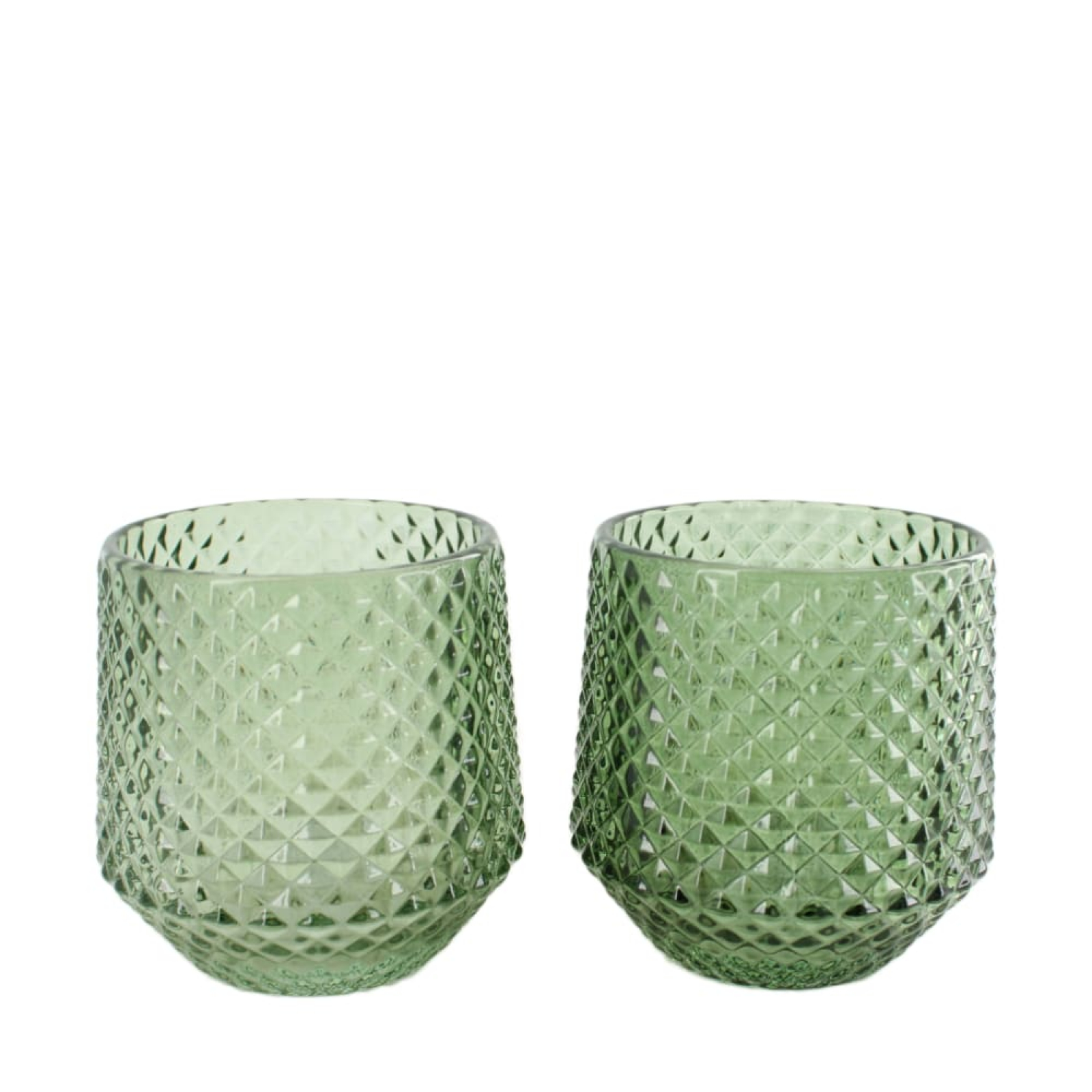 Glas-Teelichthalter gruen 9,4x9,4x9,7cm 107929