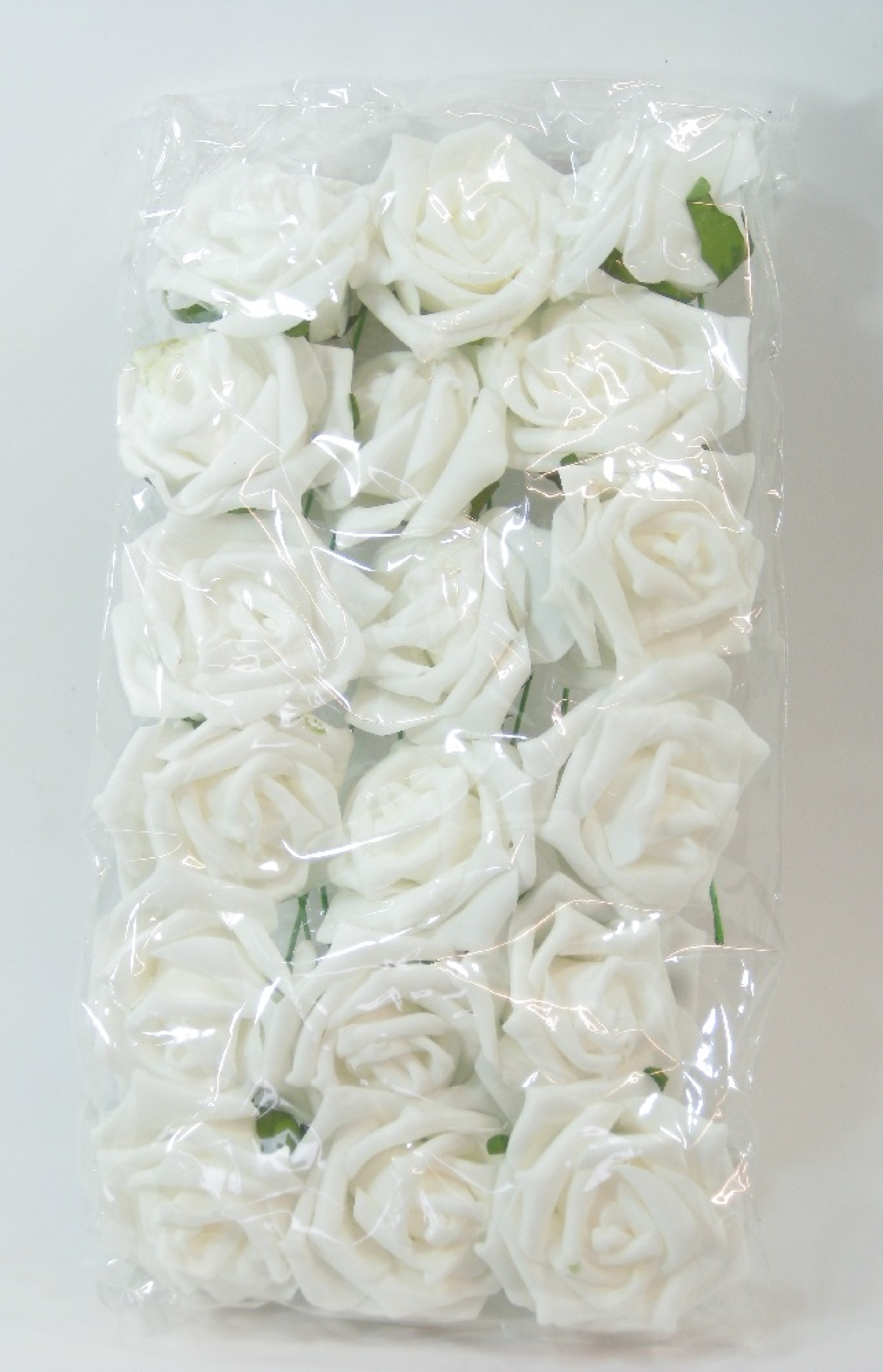 Schaum-Rose ca. 7cm weiss Blt. m. 18 stck 110186-11