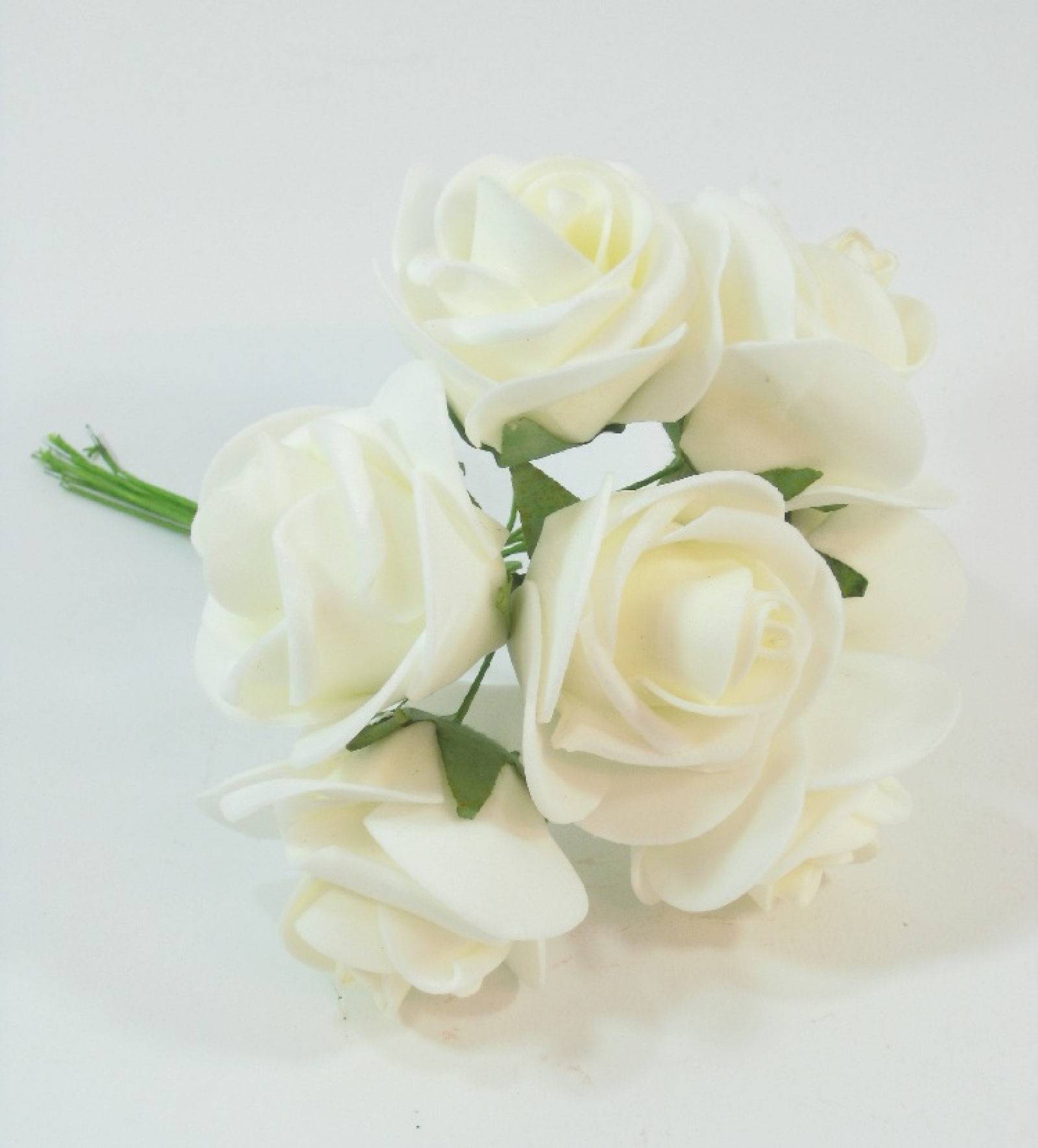 Schaum-Rose ca. 4cm creme Bd. m. 7 stck 110255-12