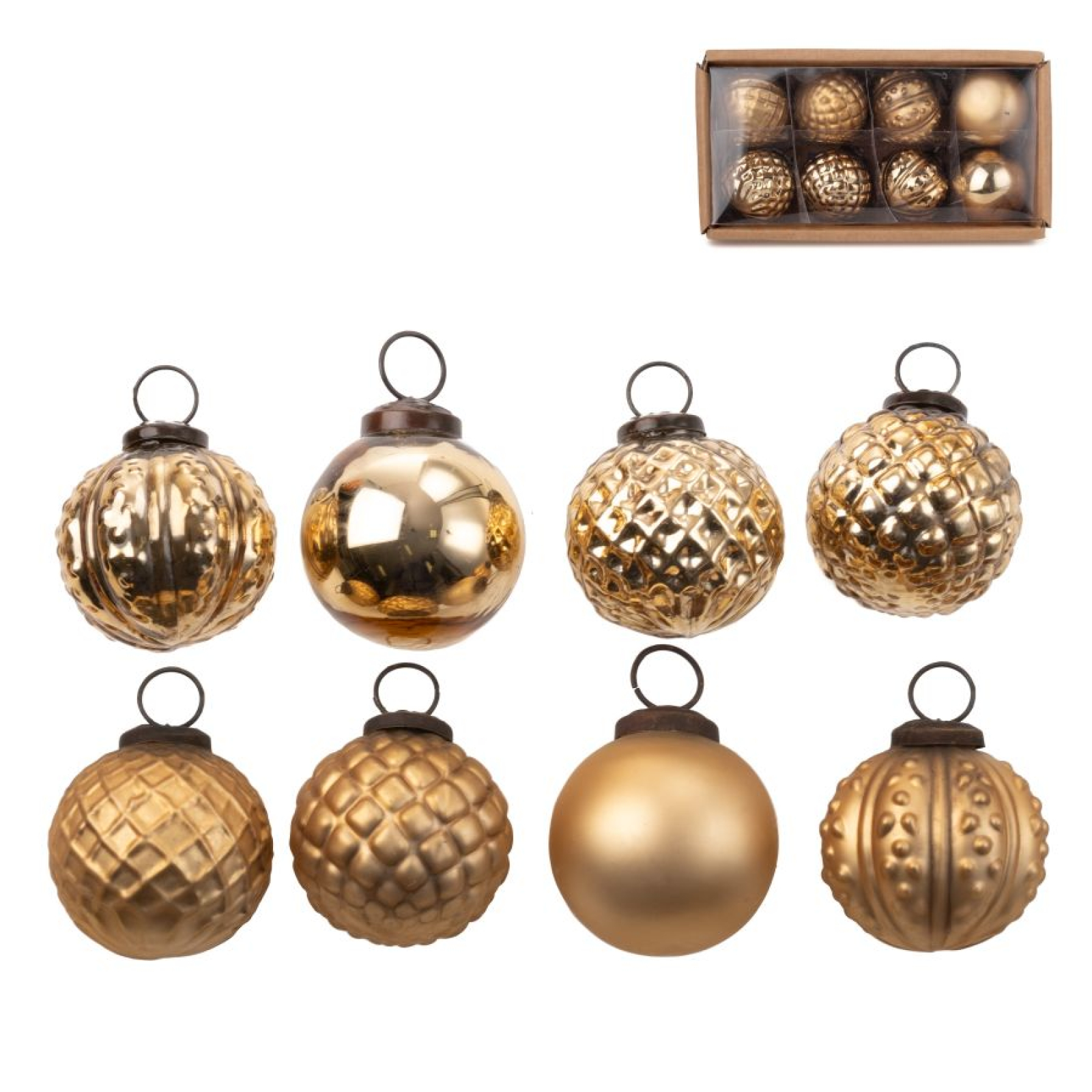Glas-Kugeln Set m.8 Stck. gold sort. ca. 5 cm DM 11991