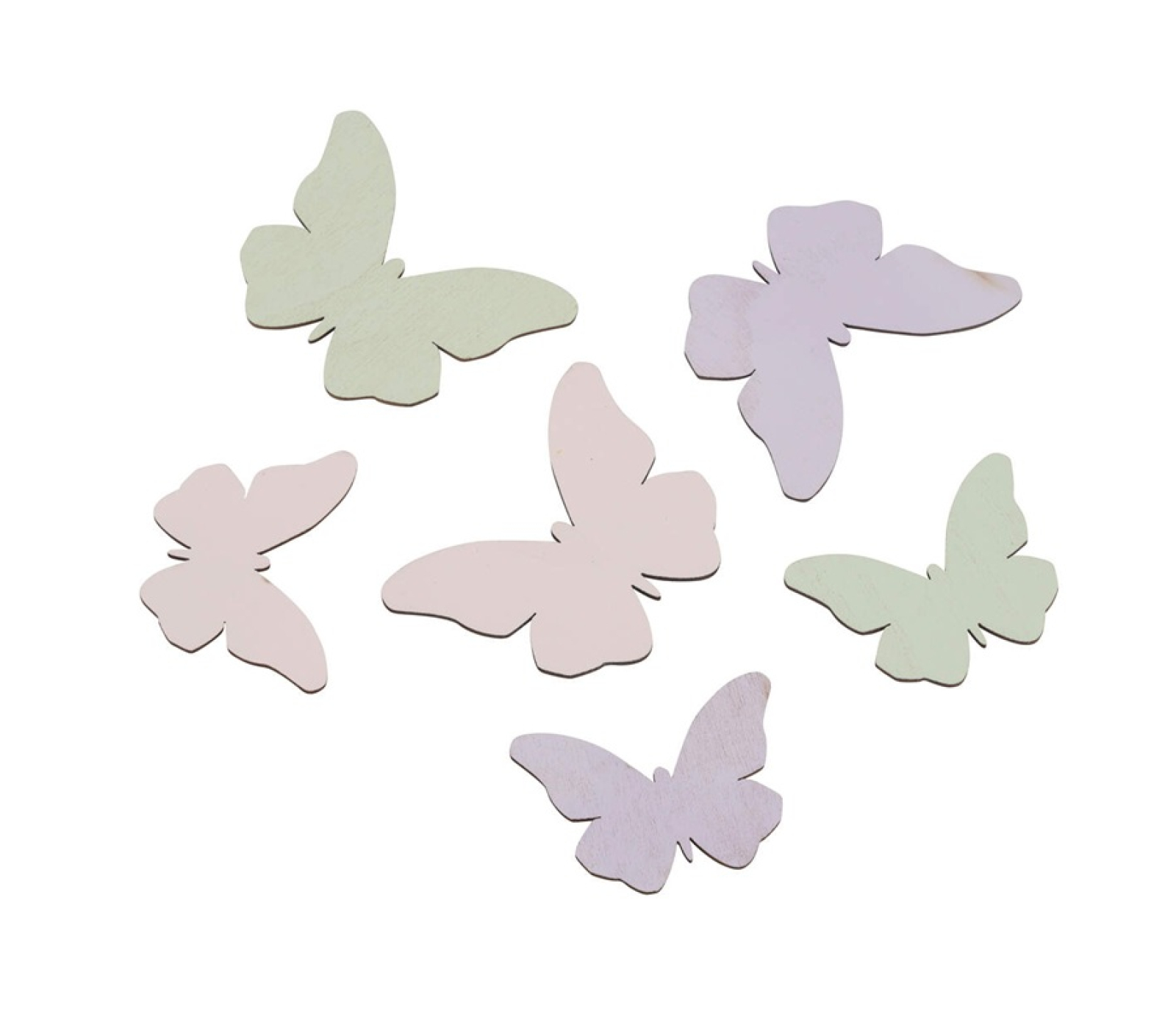 Holzstreu 18St.i. Tuete gruen/flieder Schmetterlinge, ca. 4,5 und 5,5cm 12605189