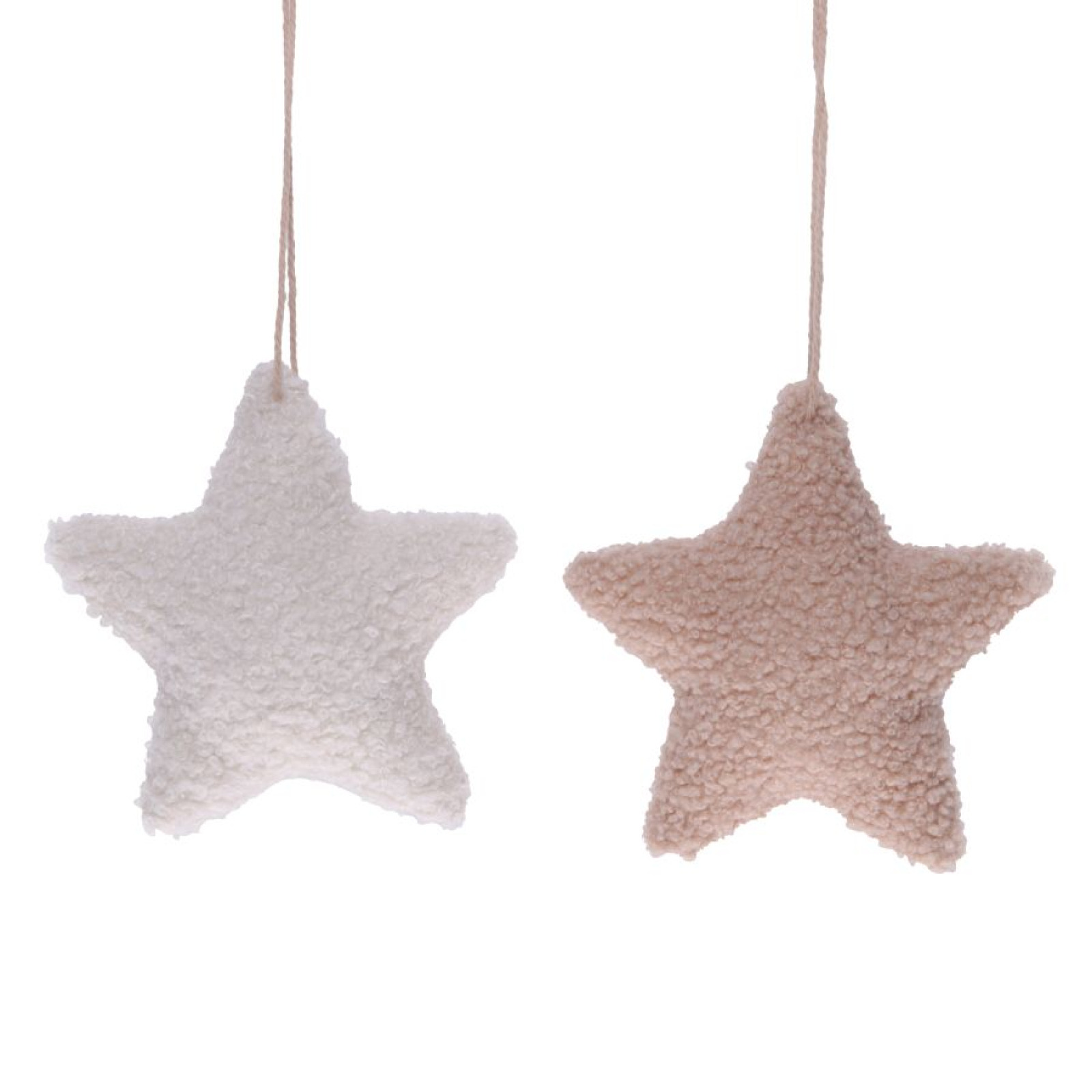 Stoff-Stern weiss/beige sort. ca.12x4x11.5cmH 18839