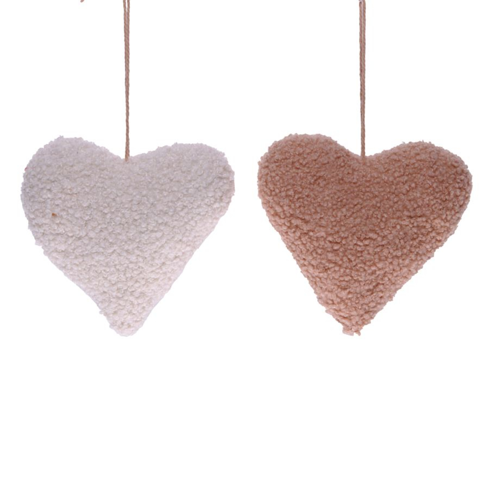 Stoff-Herz  weiss/beige sort. ca. 12x5x11cmH 18840