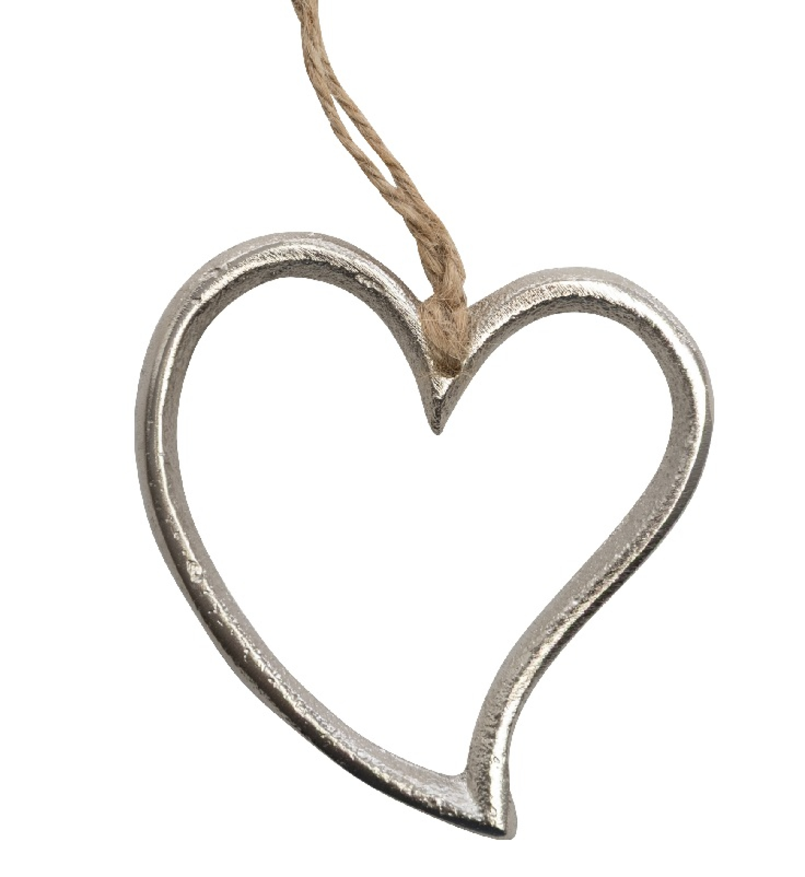 Aluminium-Herz geschwungen, offen, zum Haengen silber, DM6cm 25ALS30