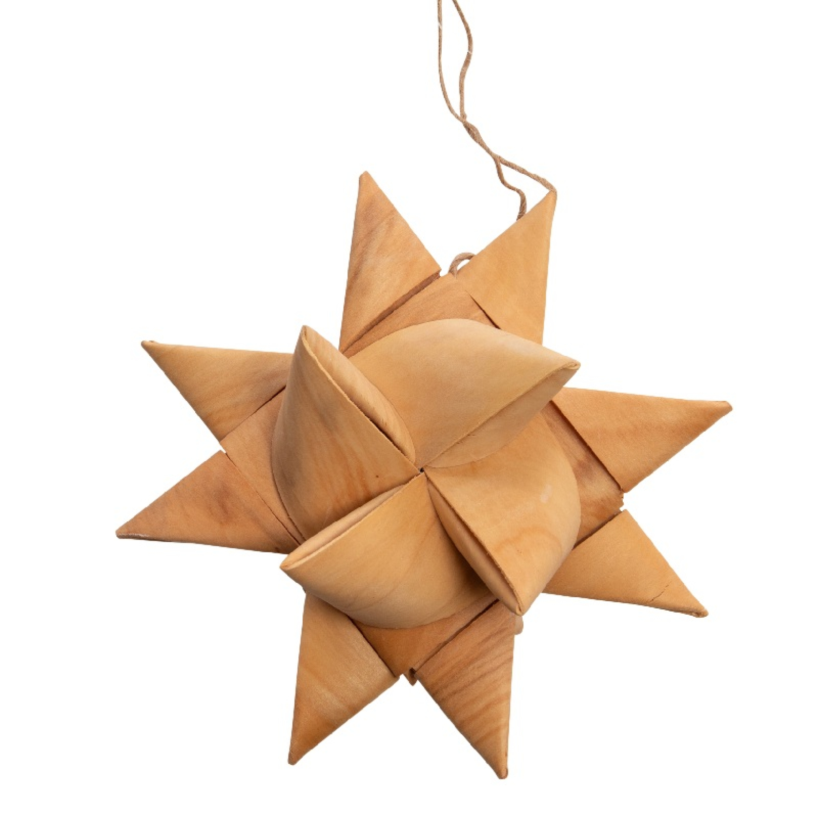 Holzspan-Stern Froebel/Origami, z. Haengen natur, DM 30x15cm 39HS10