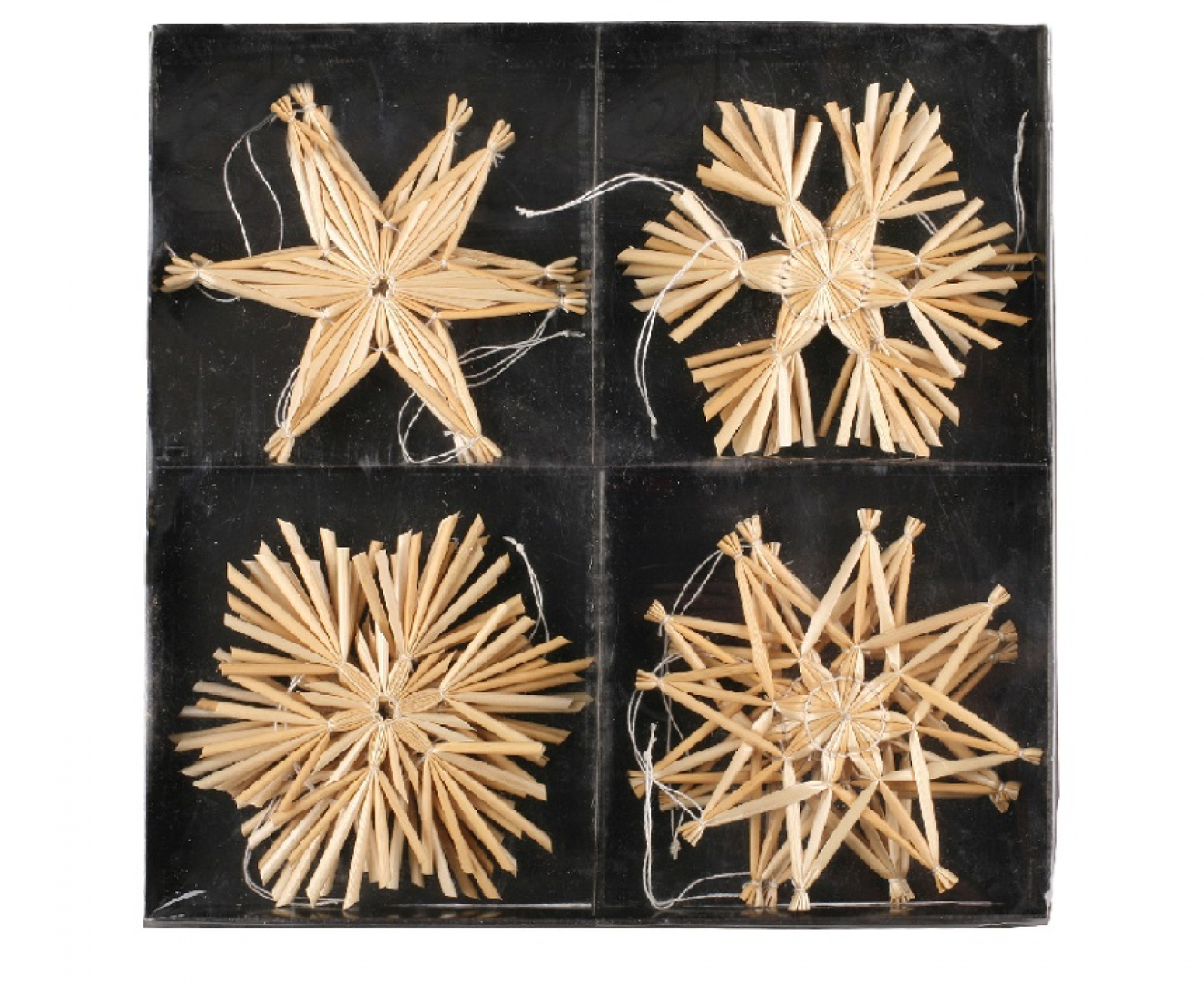 Stroh-Sterne, sortiert natur, 11cm 12er Box 39SSX07
