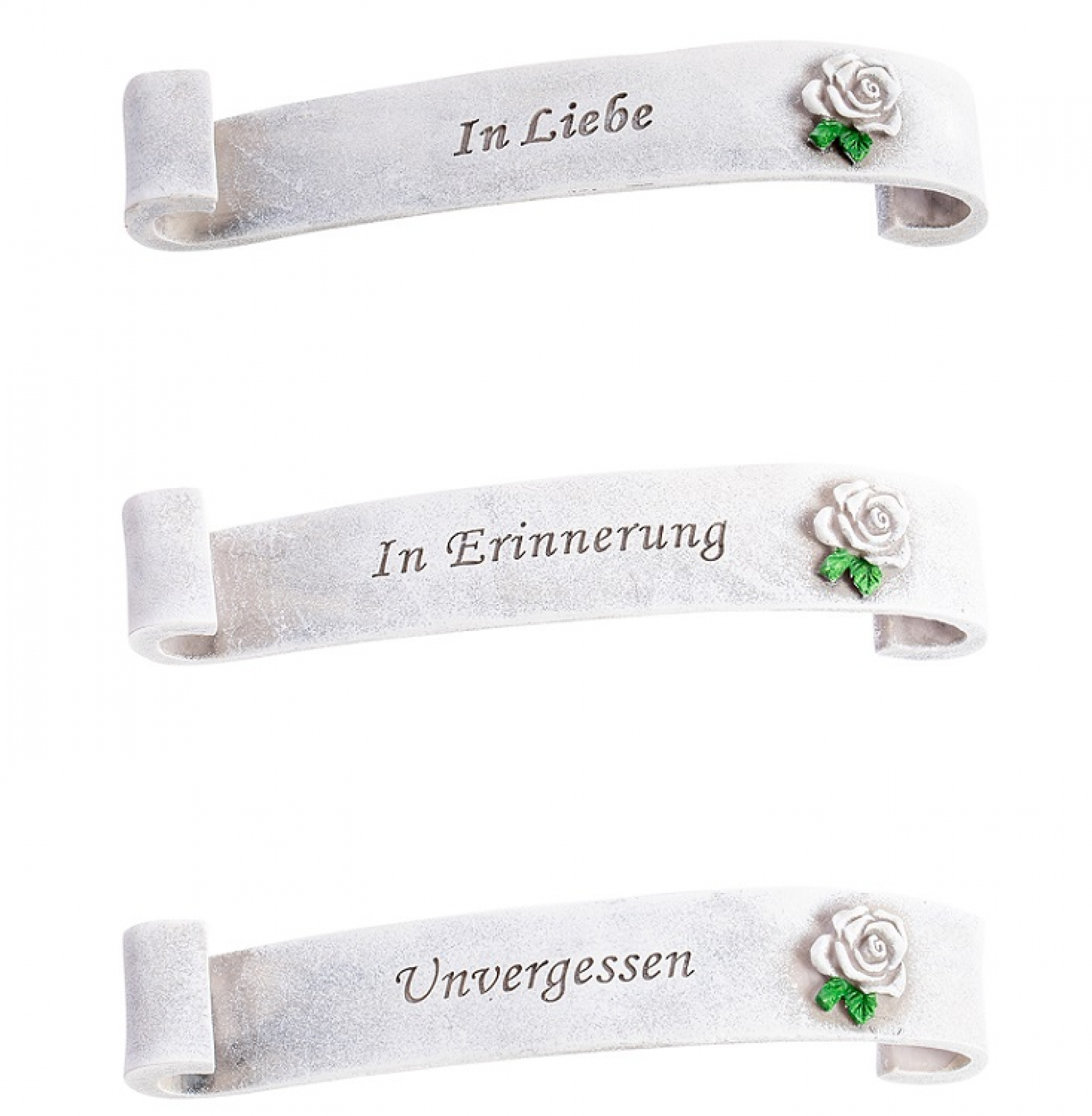 Poly-Schrift, sortiert In Erinnerung+In Liebe+Unvergessen grau, 17,7x3,1x3,5cm 43POG13