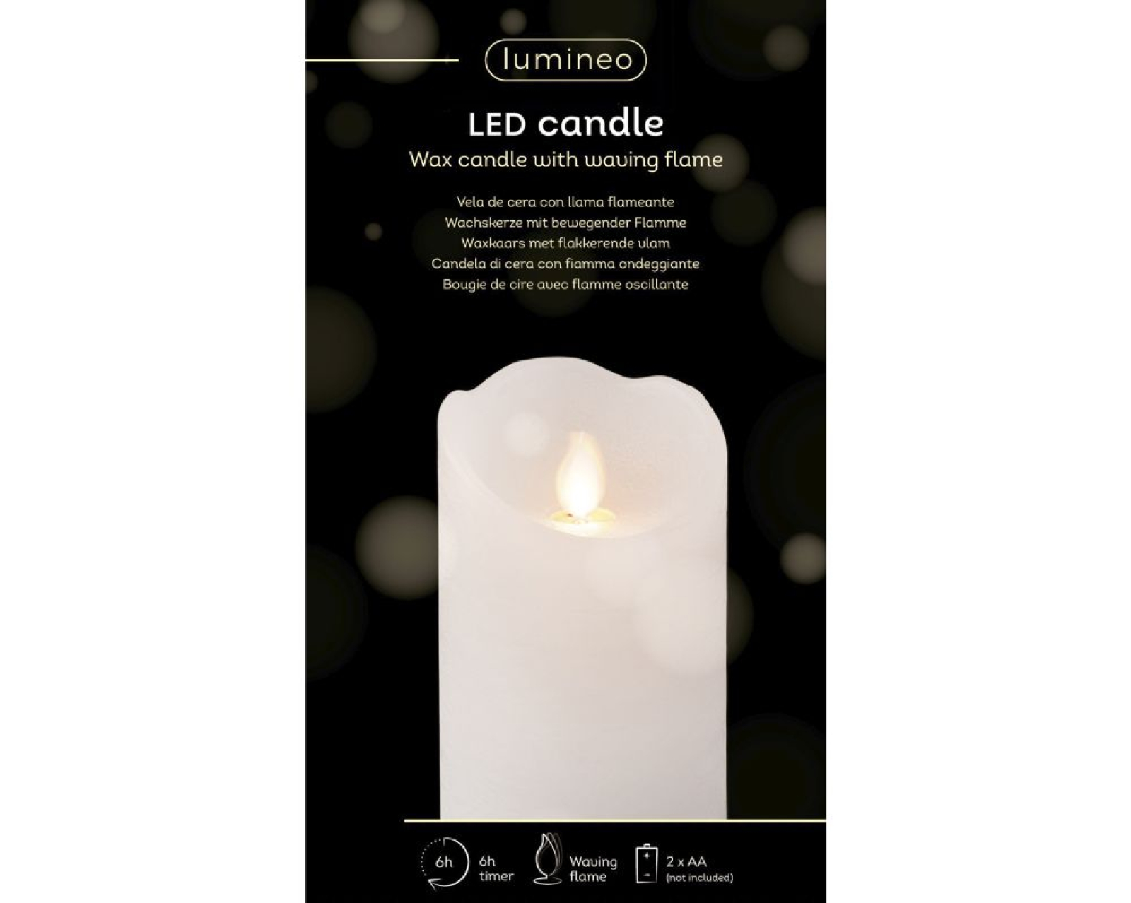 LED Flackerkerze weiss 7,5x12,5cm m. Timer 485262