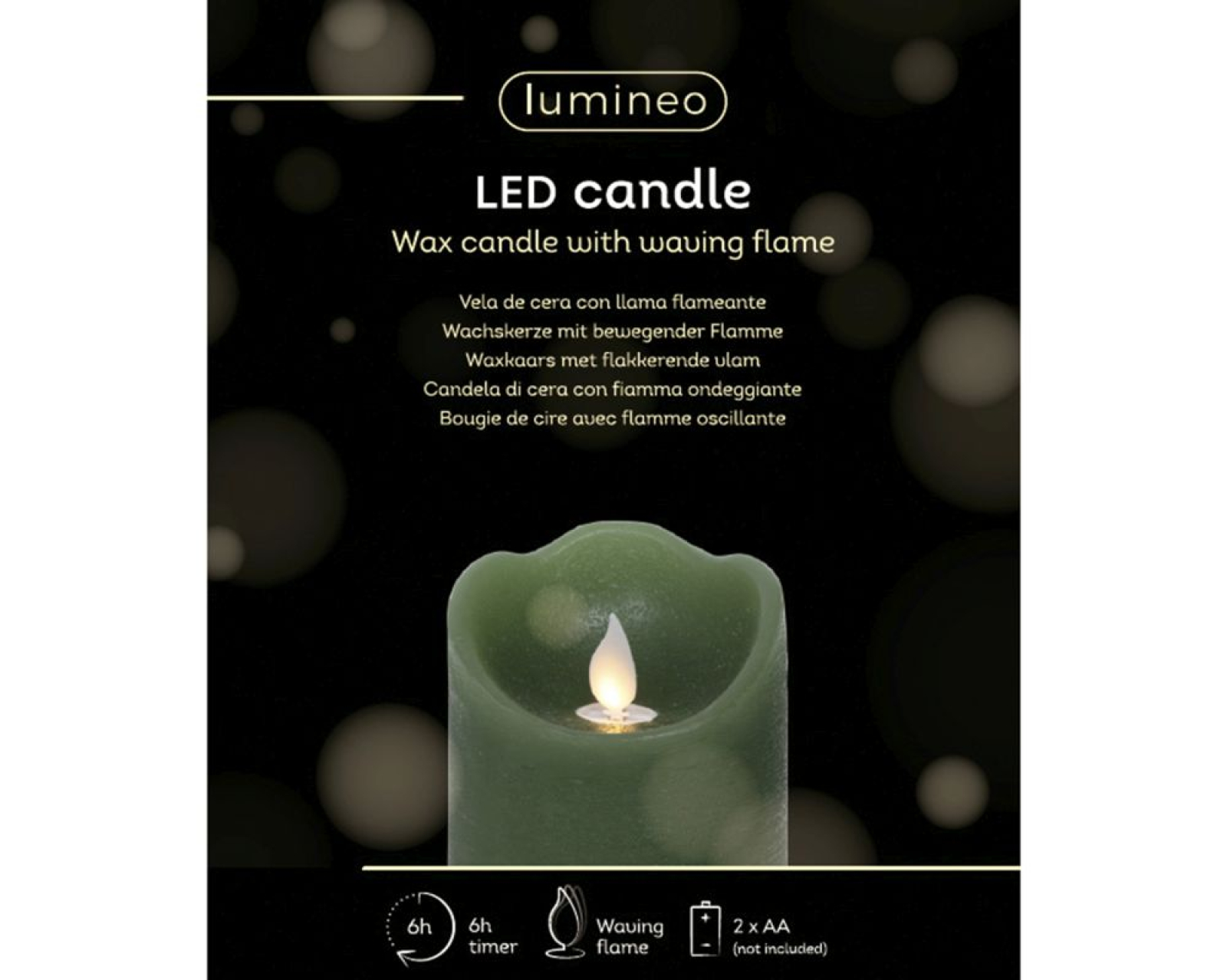 LED Flackerkerze gruen 7,5x10 cm m. Timer 489312