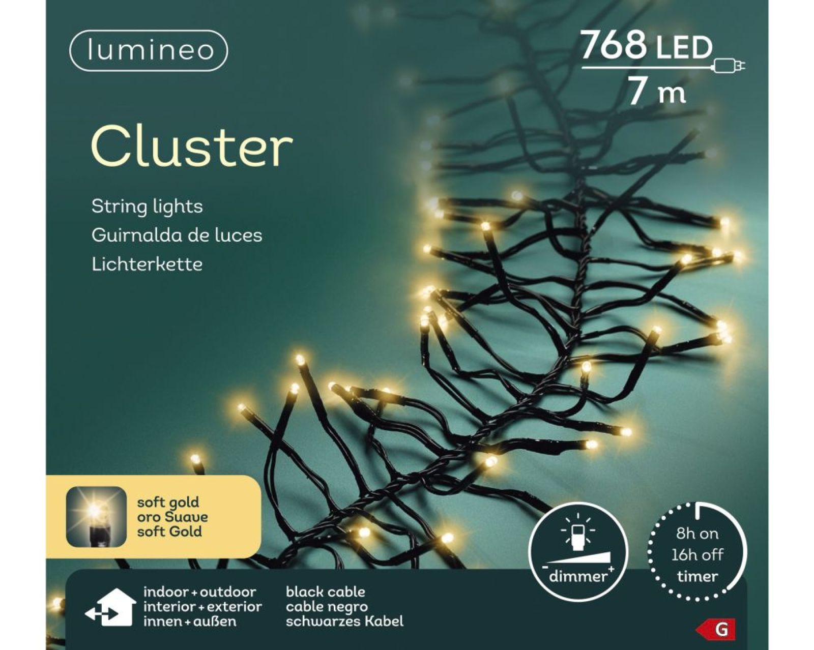 LED Clusterbel. 7m 768L soft-gold 494617