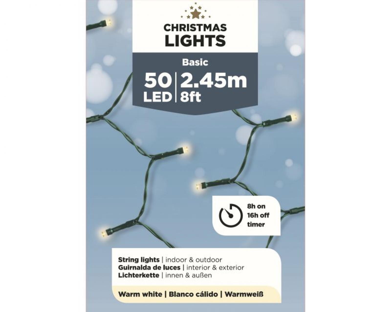 LED-Lichterk. 50er Batterie aussen Timer 2,45m 496088