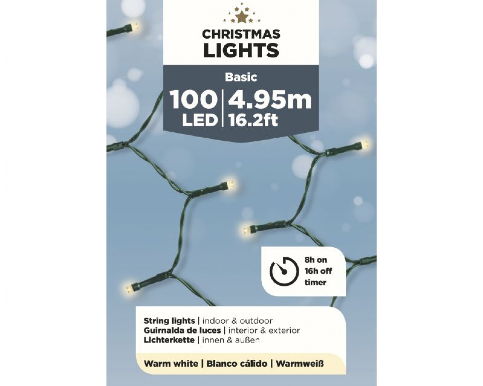 LED-Lichterk. 100er Batterie aussen Timer 4,95m 496089