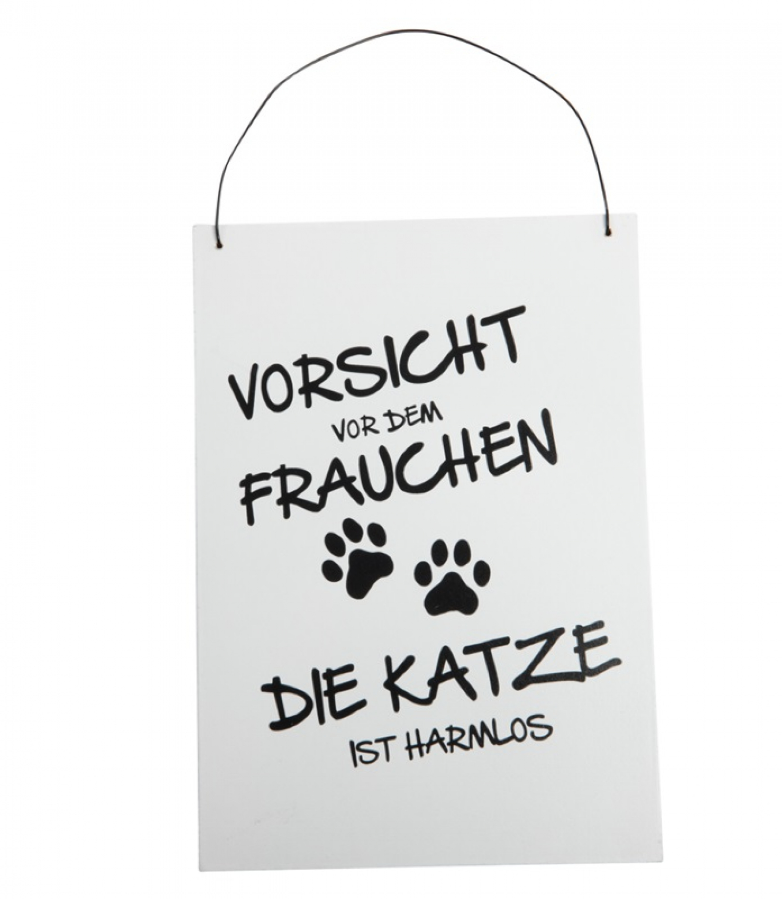 Holz-Tuerschild Vorsicht vor dem Frauchen weiss, 23x16x0,6cm 50HIW66