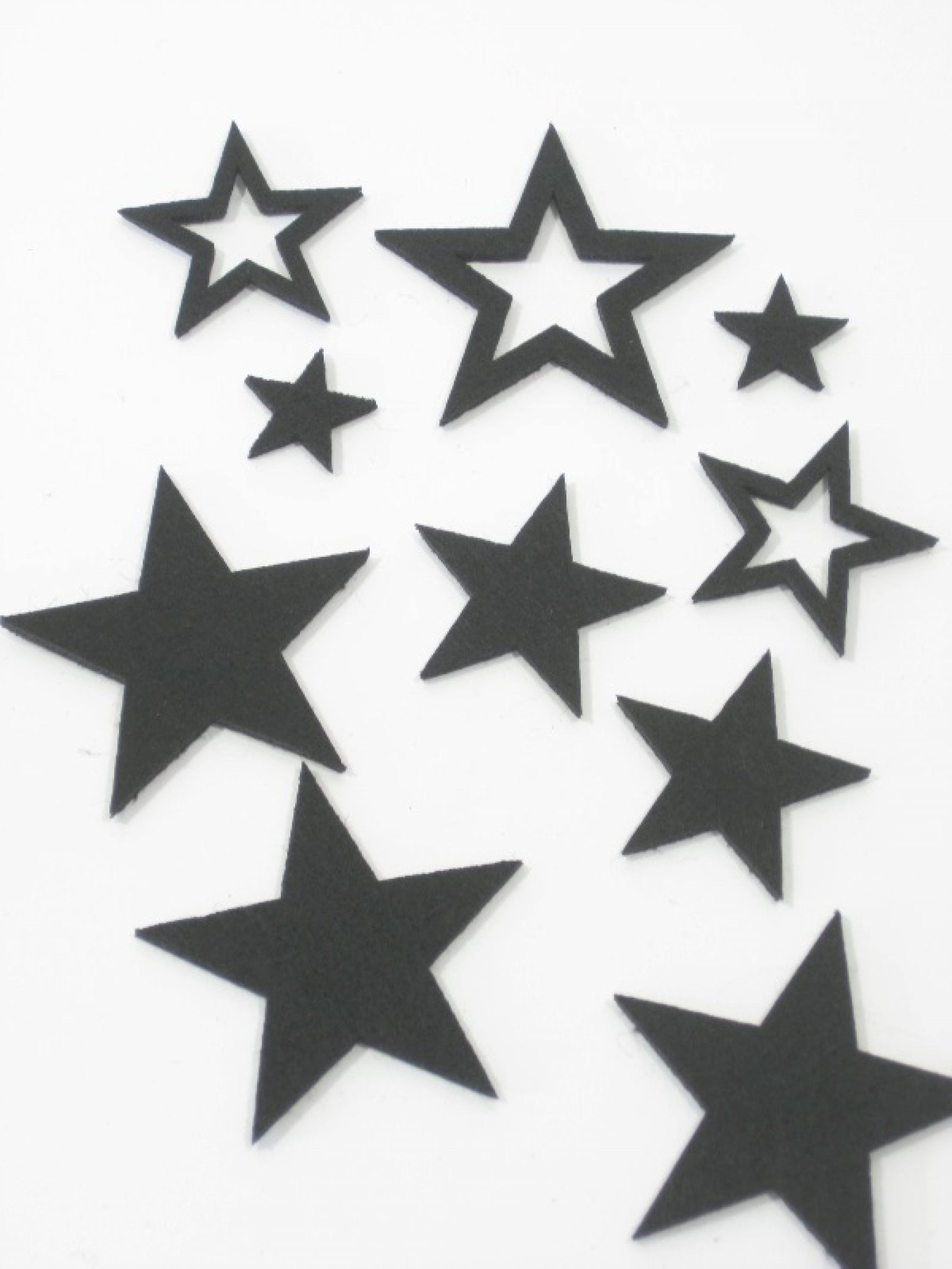 Filz-Sterne z.Str. D2,5-6,5cm Btl. 144 Stk schwarz 610805-75