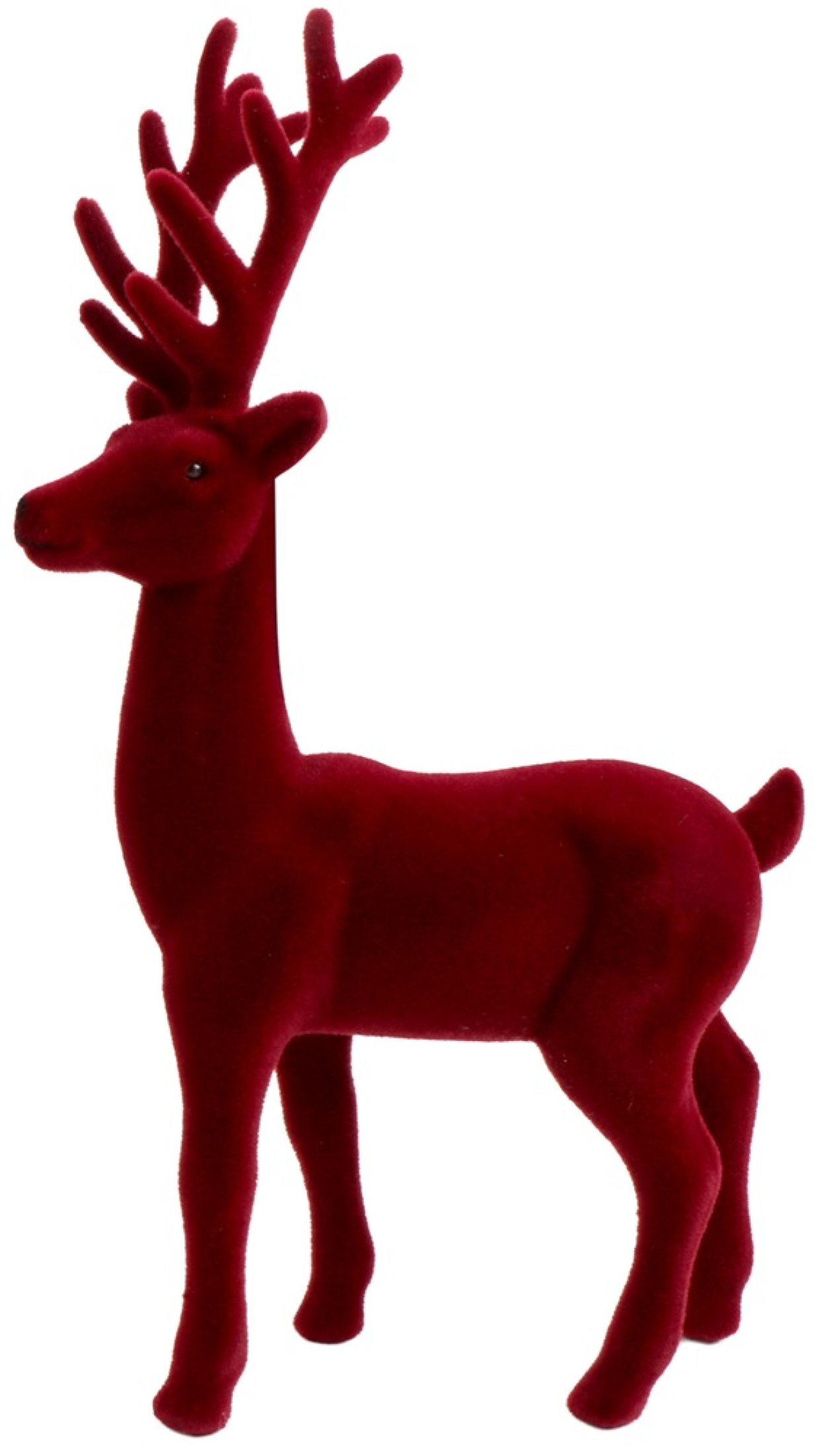 Kunststoff-Hirsch, stehend, geflockt, H29cm dunkelrot 612001-27