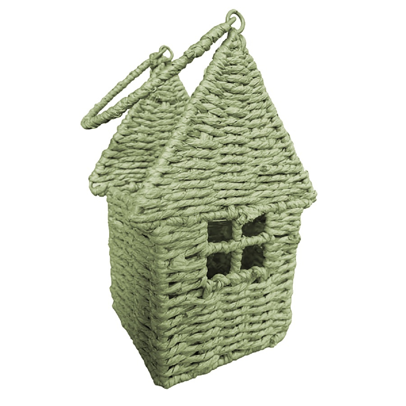 Korbhaus m.Glas, 17x14 H28cm salbeigruen 613466-41