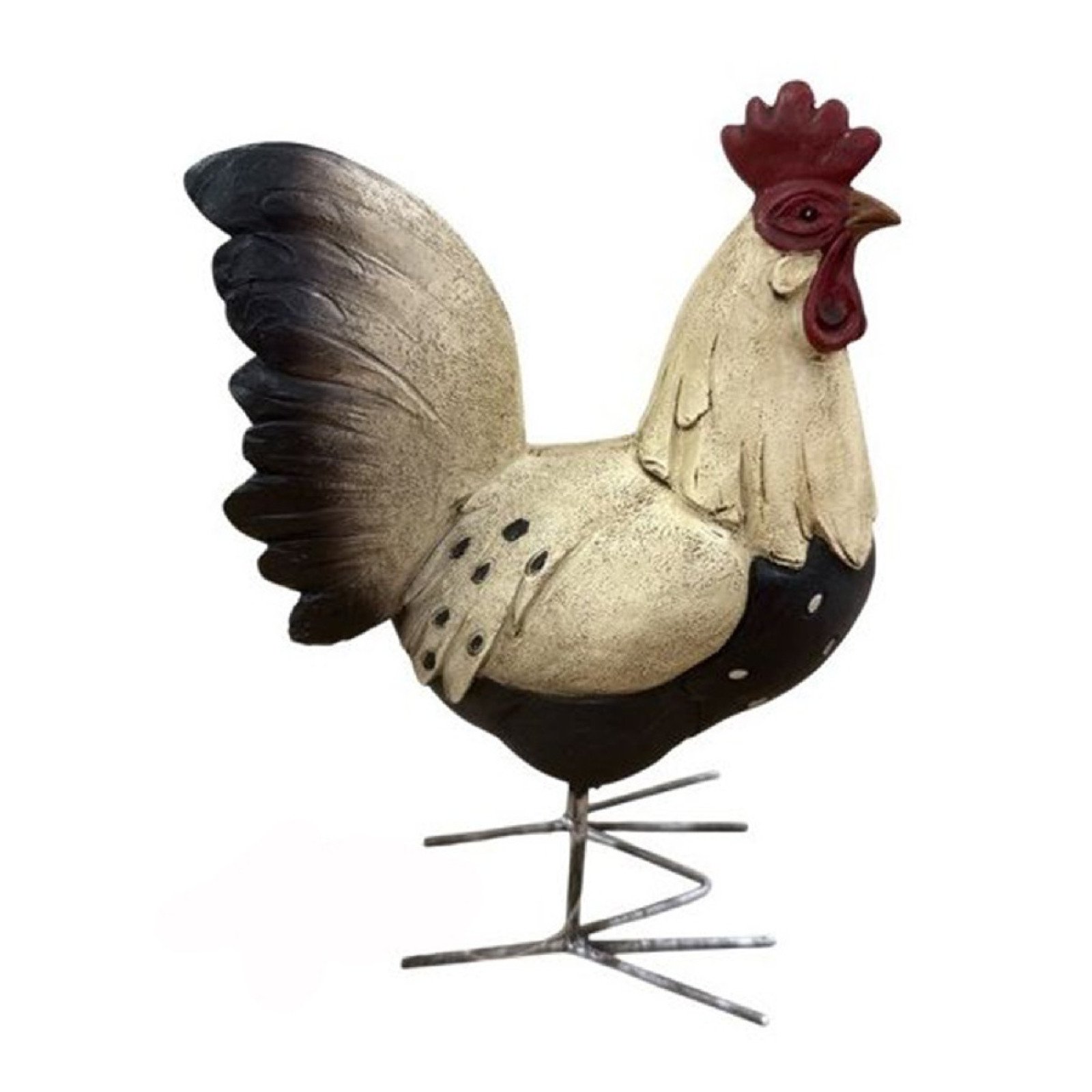 Keramik-Hahn stehend, 15x8x22cm weiss/schwarz 618314-81