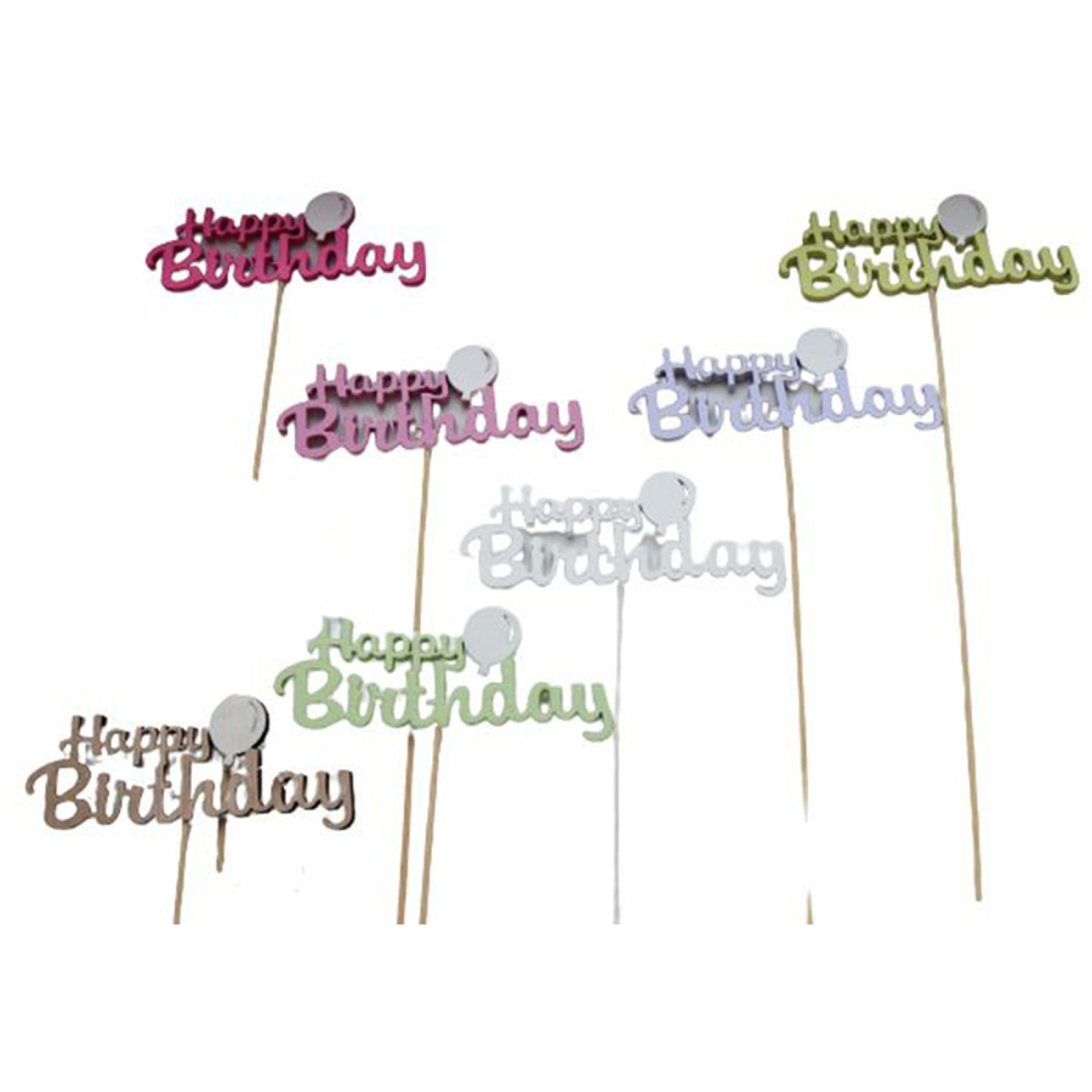 Holz-Stecker Happy Birthday, B12 L28cm farbl.sort. 640385-86