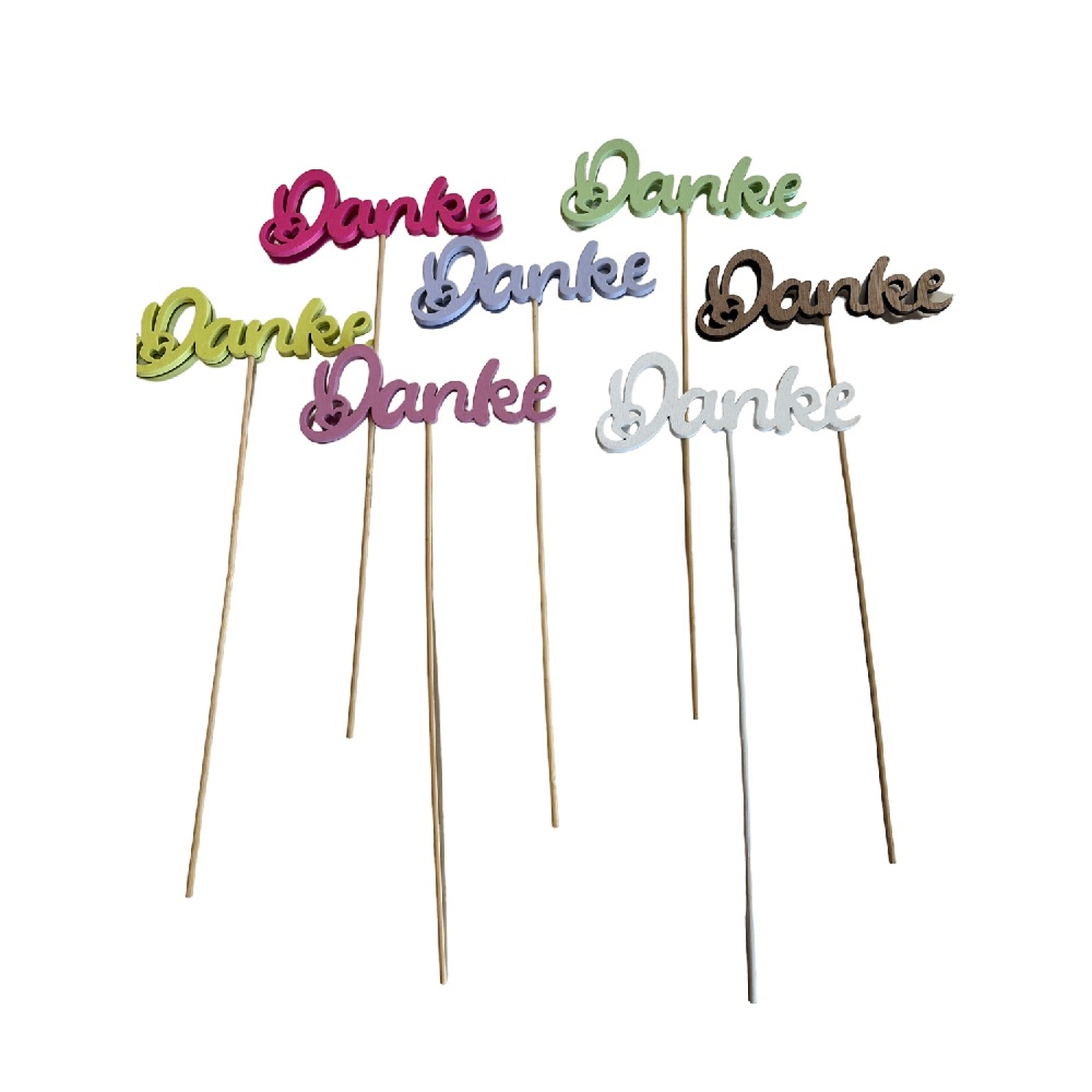 Holz-Stecker Danke, B11,5 L29cm farbl. sort 640391-86