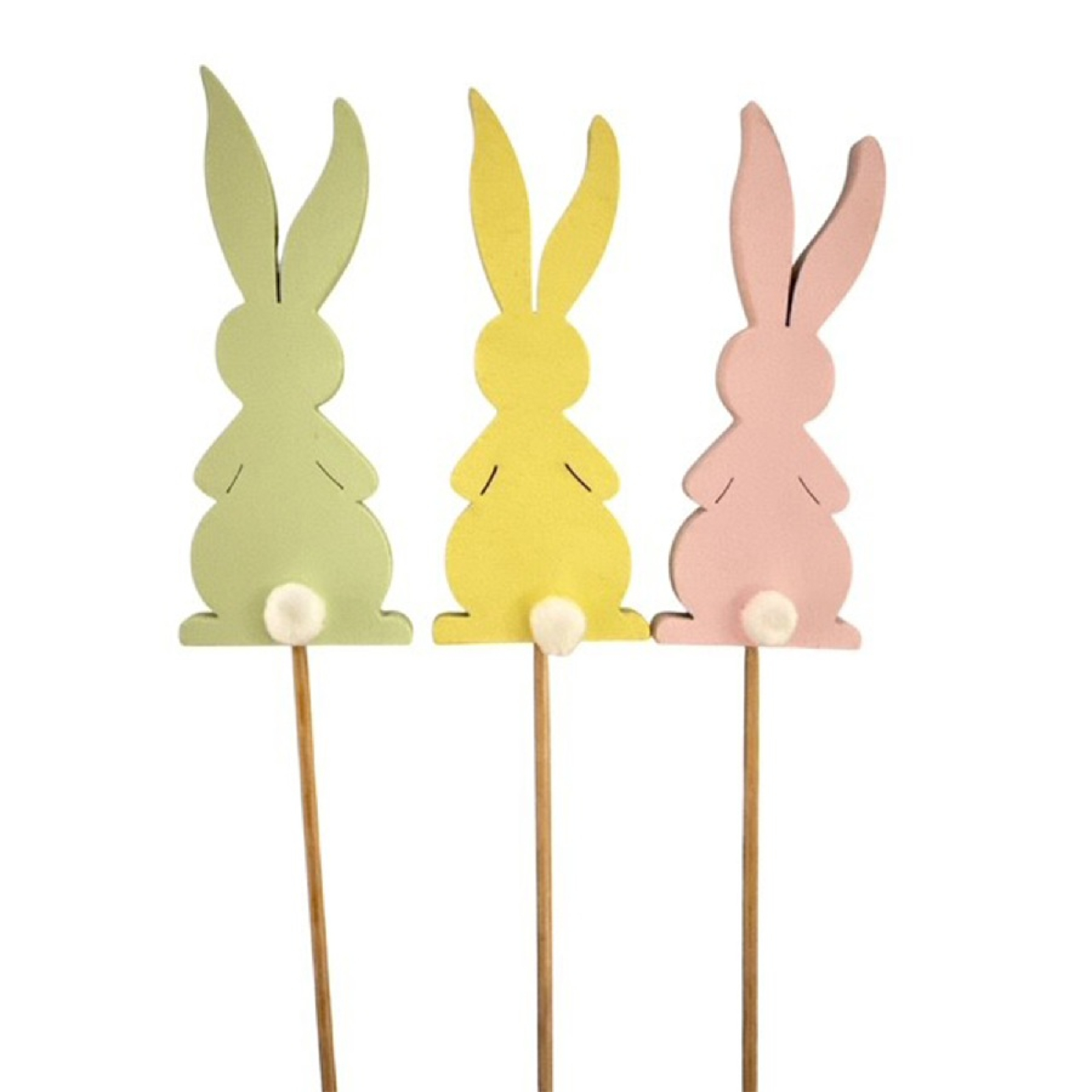 Stecker Holz-Hase H10 B4,3 L25cm, PB a 5 hl rosa/hl gelb/hl gruen sort. 641272-87