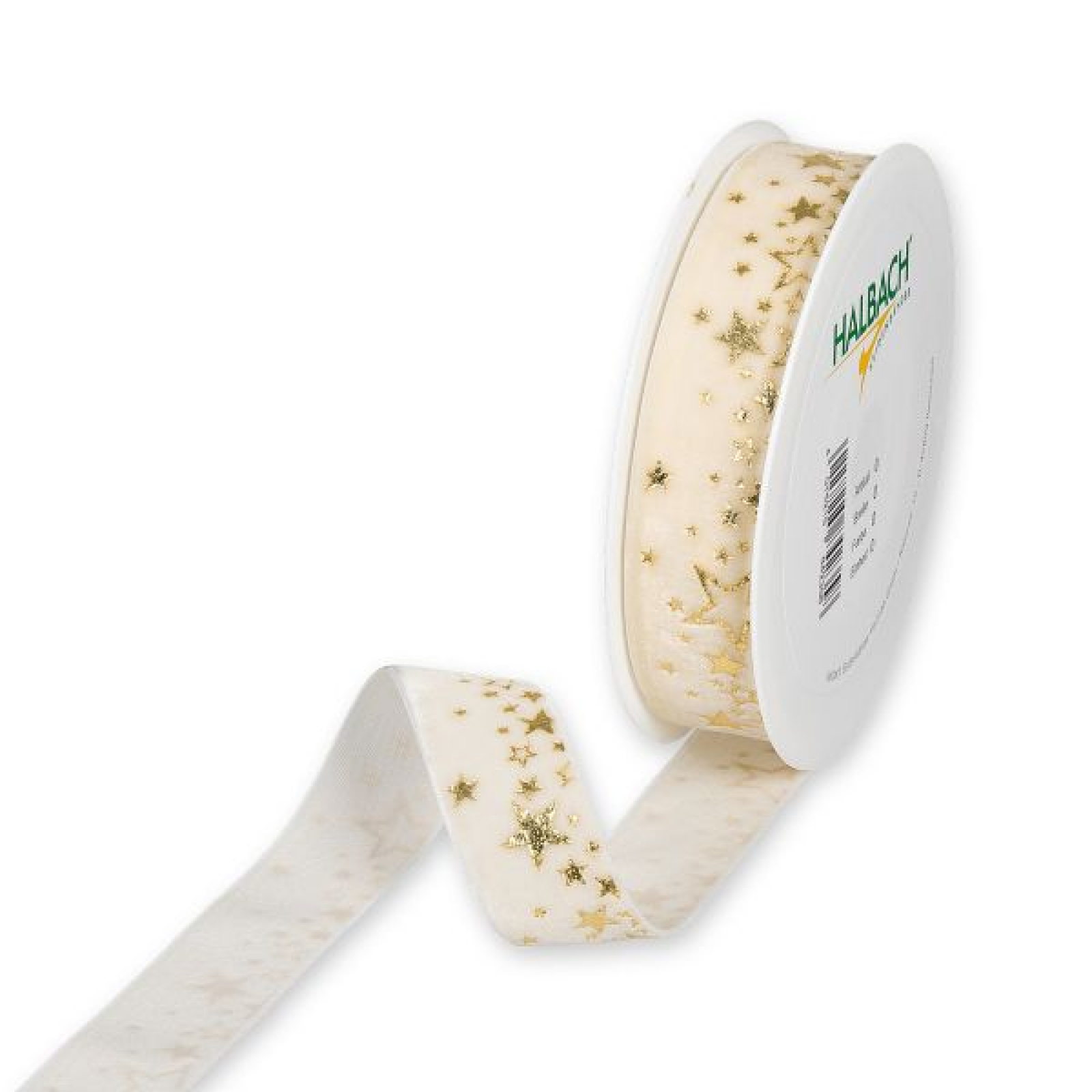 Samt-Druckband Sterne cream/gold 25mm 6m