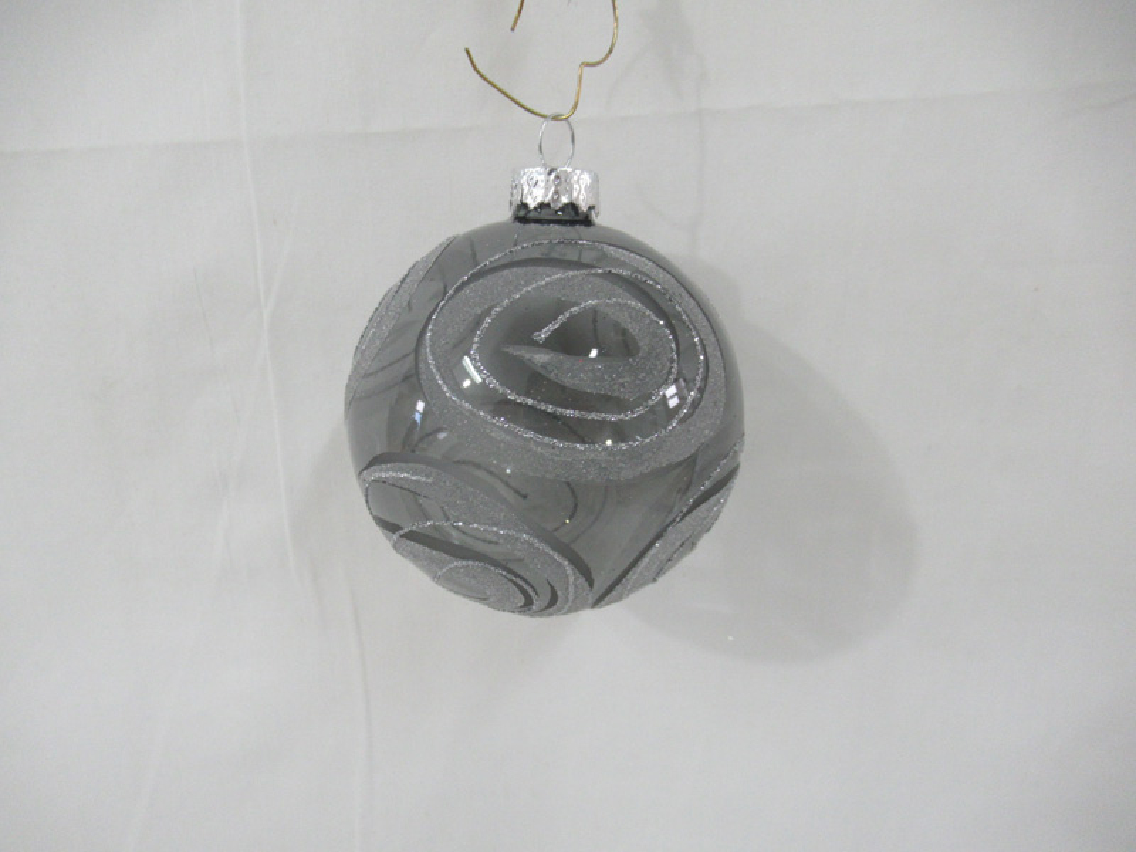 Glas-Kugel Ornament D8cm grau/silber 700666-72