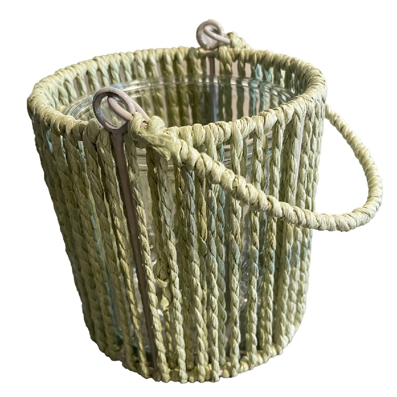 Windlicht m.Jute, D11 H11cm salbeigruen 810424-41