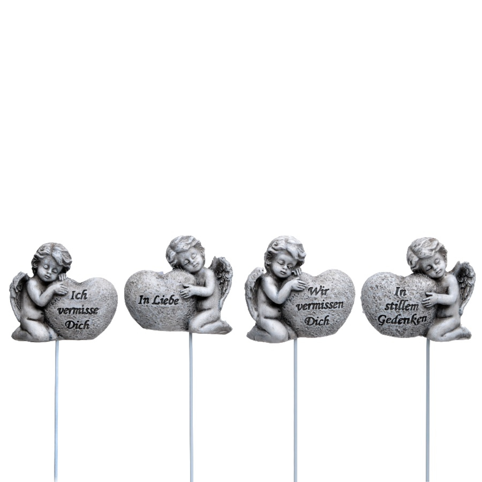 Poly-Grabdeko Engel m.Herz 4 sort. grau ca. 5 x 2,5 x 5/17 cm H 94303