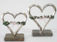 Alu-Herz auf Holzfuss ca. 11,5cm rosa dek.