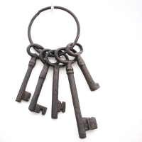 Gusseisen-Schluesselbund 5er Satz a.Ring dunkelbraun ca. 8,5 x 22 cm H 35188