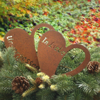 Metall-Trauer-Herz 2 sort., 'In Liebe/Unver. braun ca. 15,5 cm x 16 cm H 37669