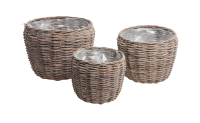 Weiden-Pflanzkoerbe rund grau gew., DM21x18+DM26,5x20+DM32x22cm 05WEG27