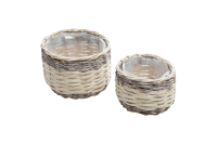 Weide/Holzspan-Pflanzk. S. 2 Stck. rund creme-grau  14x12+18x14cm 05WHG23