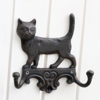 Gusseisen-Wandhaken Katze antik-schwarz ca. 16,5 x 4 x 16 cm H 70212