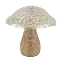 Holz-Pilz m. Silberkappe 9x9x12cm 100183
