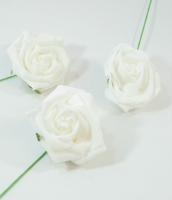 Schaum-Rose ca. 7cm weiss Blt. m. 18 stck 110186-11