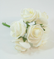 Schaum-Rose ca. 4cm creme Bd. m. 7 stck 110255-12