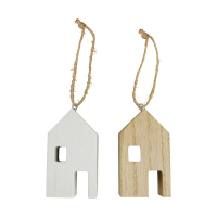Holz-Haus z. H. 5x5x9cm creme-natur sort. 110748