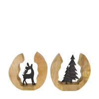 Holz-Scheibe m. Metall-Deko 27x5x27cm 2-sort. 123766