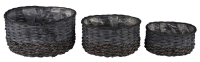 Korbset 3tlg., oval, anthrazit Naturmaterial, 33x26x18cm 12402357