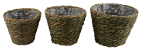 Bastkorbset 3tlg., rund, natur gruen, Folie innen,27,5x27,5x21 12503191