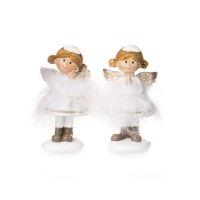 Poly-Engel m. Federrock weiss-gold ca. 5 x 4 x 9,5 cm H 12508