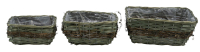 Korbset 3tlg., gruen, eckig innen Folie, 22x15x11cm 12601483