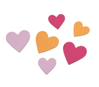 Holzstreu 18St. i.Tuete, Herz 3sort. pink/orange/rosa, ca. 3,5 und 4,5cm 12604146