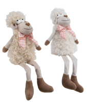 Stoffkantenhocker Schaf, 2sort weiss/creme, 16x9x38cm 12604292