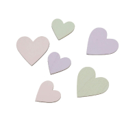 Holzstreu 18St.i. Tuete gruen/flieder Herzen, 3,5 und 4,5cm 12605196