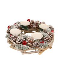 Holz-Adventkr. M. Zapfen u. Beeren ca. 38x12cm 131733