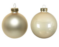Glas-Kugeln 8cm uni ema/matt creme 6 Stck. 140163